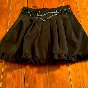 Lace up sides Mini Skirt with Chains Size small BLACK